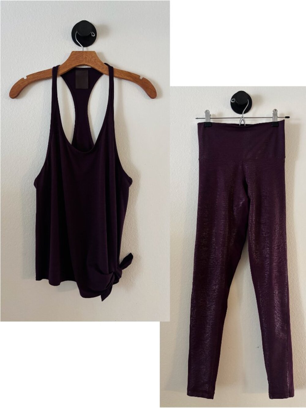 DYI Purple Reptile Set, Asymmetric Tank & Movement Tights S, Yoga Workout Outfit